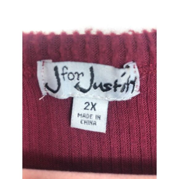 J For Justify Ribbed Long Button Up Cardigan 2X Red V-Neck Preppy Academia - Picture 3 of 6